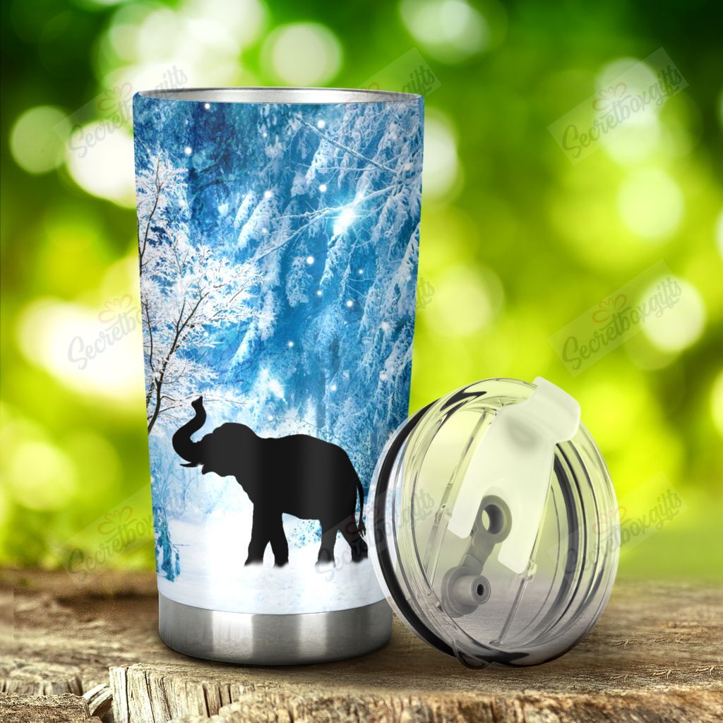 Personalized Elephant In Snow Forest Yw0701139Cl Stainless Steel Tumbler Travel Customize Name, Text, Number, Image