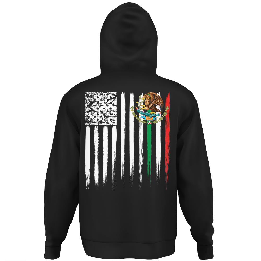 Mexican American Flags Hoodie Print On Back