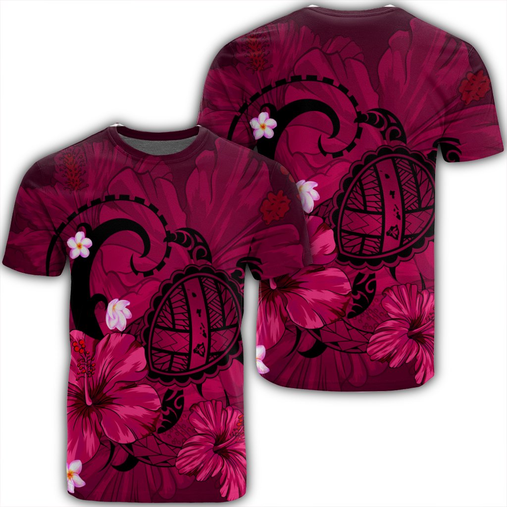 Hawaii Map Big Turtle Hibiscus Plumeria Tribal Polynesian Pink Ah Ha35146