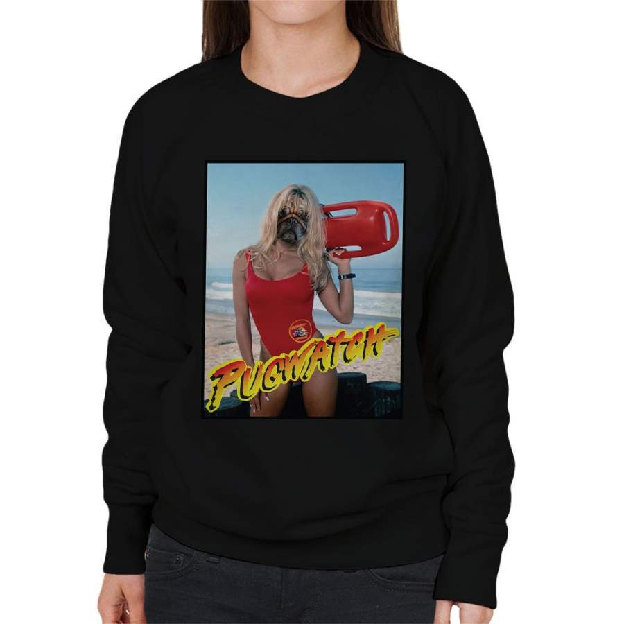 Baywatch Pug Watch Parody Women’s Sweatshirt