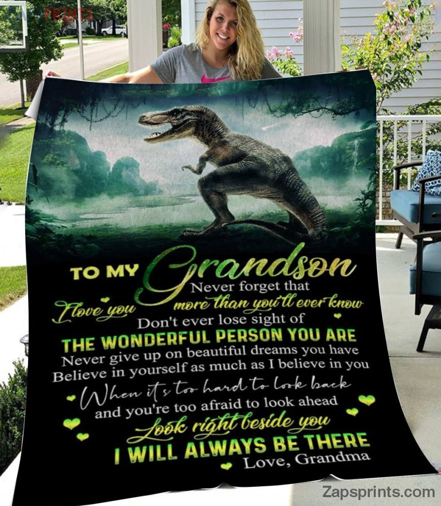 Gift For Grandson – To My Grandson – Dinosaur – The Wonderful Person You Are – Grandma Gift To Grandson – Blanket