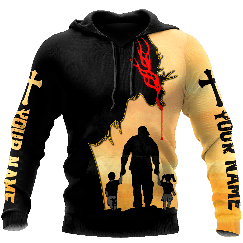 Jesus Fathers Day Persionalized Your Name 3D All Over Printed Hoodie