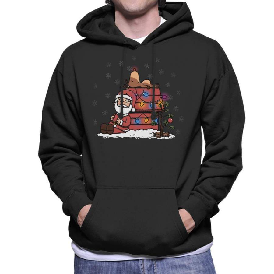 Santa And His Deer Peanuts Christmas Men’s Hooded Sweatshirt