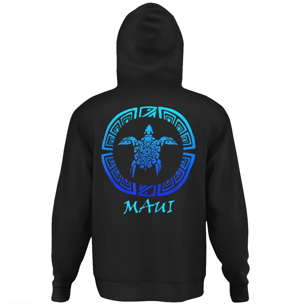 Maui Vintage Retro Tribal Turtle Throwback Vacation Souvenir Hoodie Print On Back