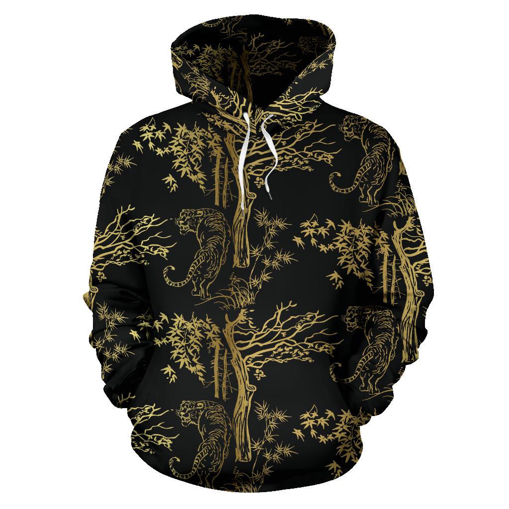 Bengal Tiger and Tree Pattern Men Women Pullover Hoodie