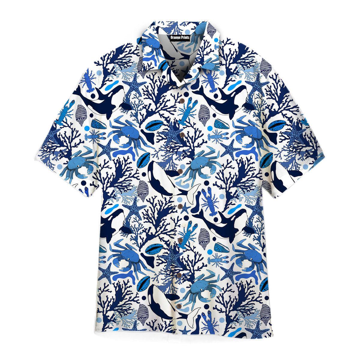 Life Of Ocean With Whales Crabs And Lobsters Pattern Hawaiian Shirt | For Men & Women | Wt6806