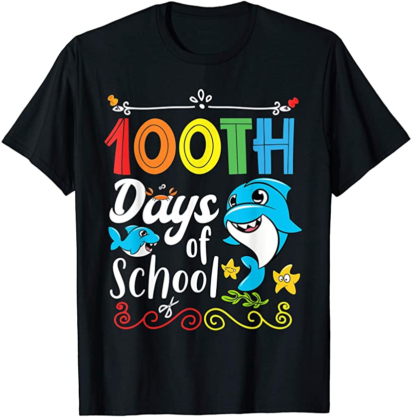 100 th day of school Shark Hello Grade 2021 Back To School T-Shirt