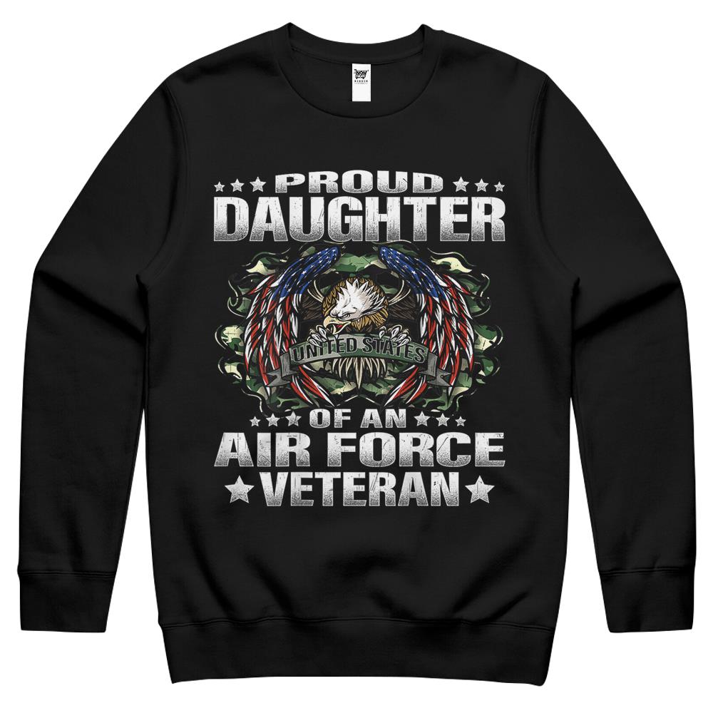 Proud Daughter Of An Air Force Veteran Military Vet’S Child Crewneck Sweatshirt