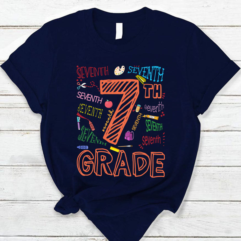 Seventh Grade Colorful Sketch T-Shirt For Teacher Ph99 Nh00