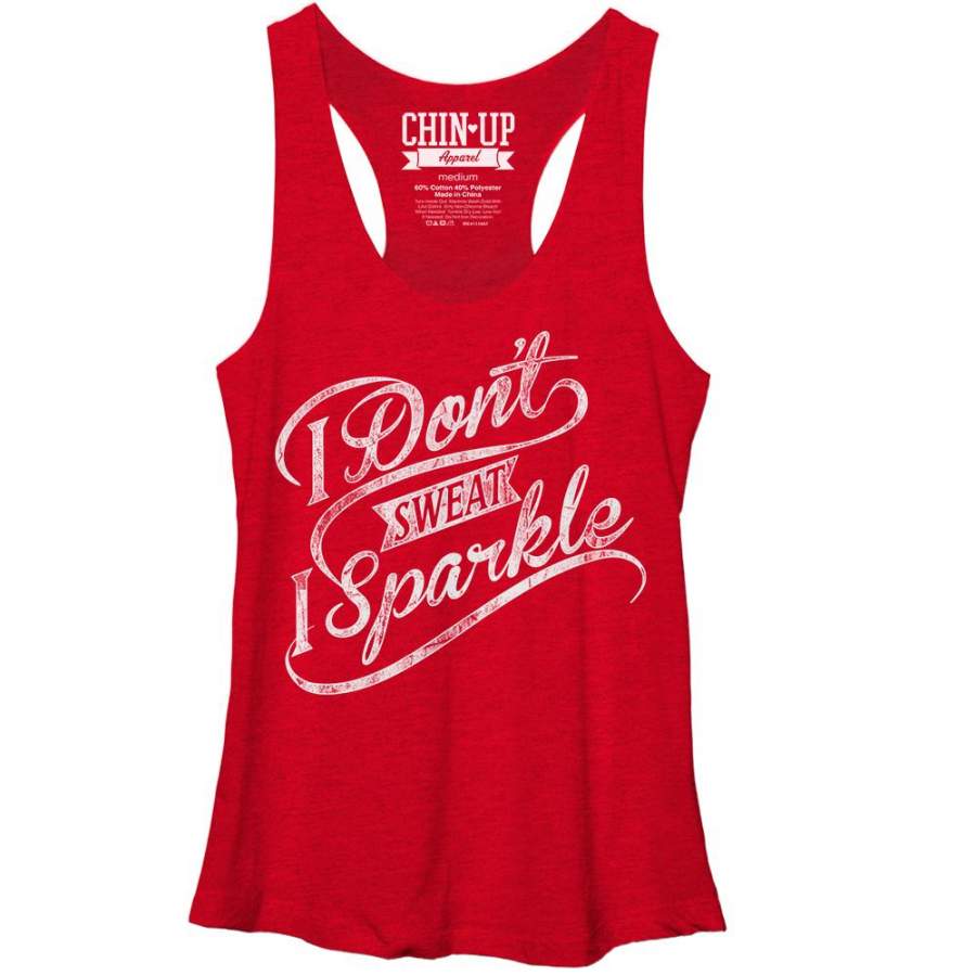 CHIN UP Women’s I Sparkle  Racerback Tank Red Heather