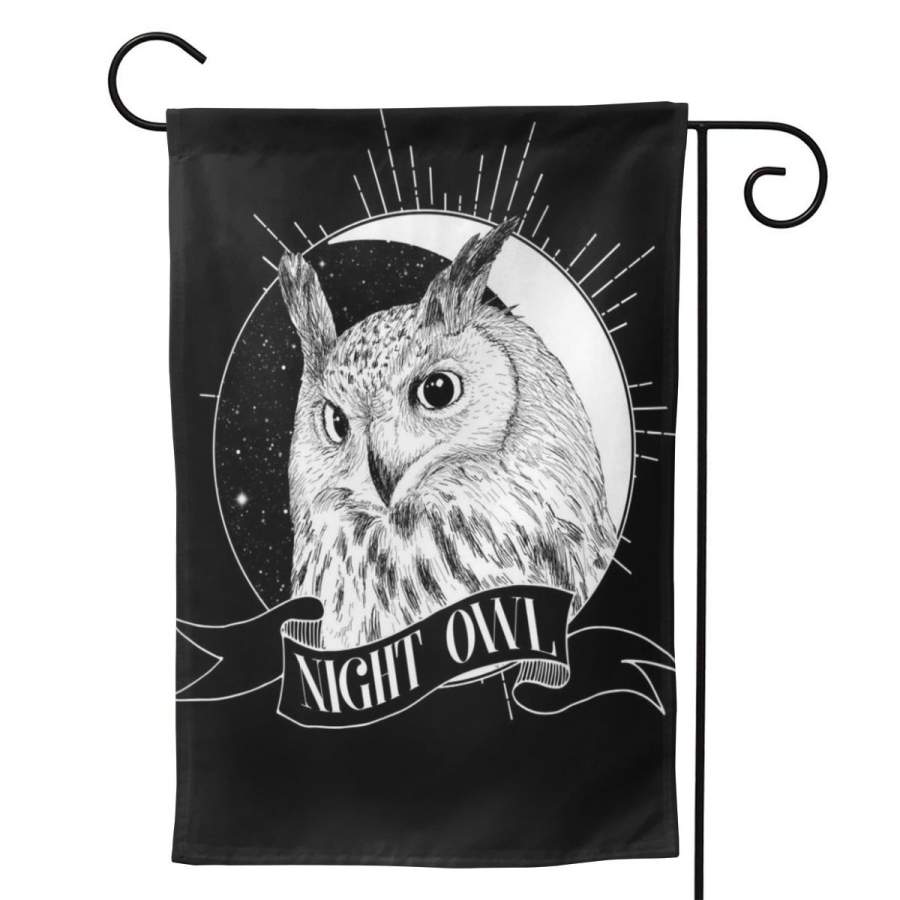 2 Pcs Garden Flag Vintage Night Owl Horizontal Poster 12.5″x18″ -Mothers Day, Birthday Gifts for Mom, Dad, Wife, Husband, Daughters, Grandma, Friends