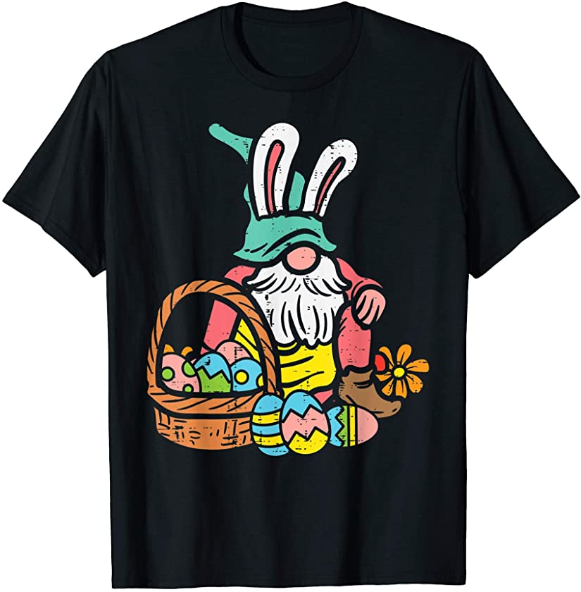 Nordic Garden Gnome Bunny Easter Eggs Basket Tomte Nisse T-Shirt