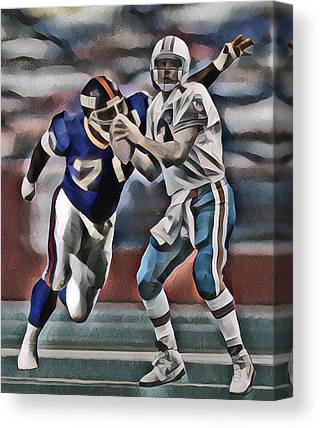 Dan Marino Miami Dolphins Legend Abstract Art 1 Joe Hamilton Canvas Print