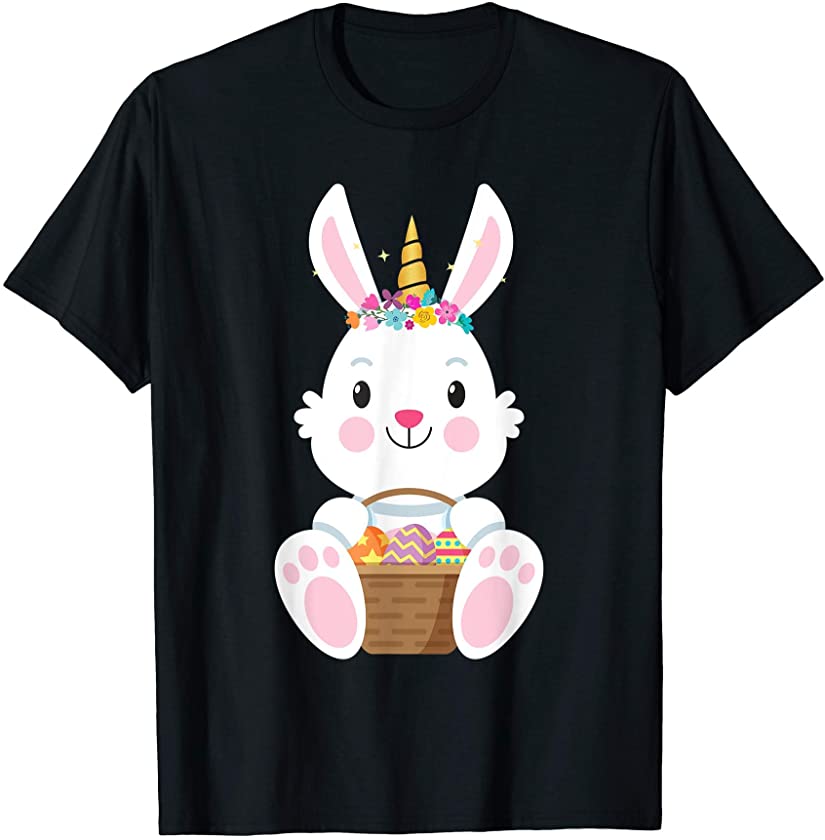 Cute Unicorn Easter Eggs Rabbit Bunny Costume for Girls Kids T-Shirt