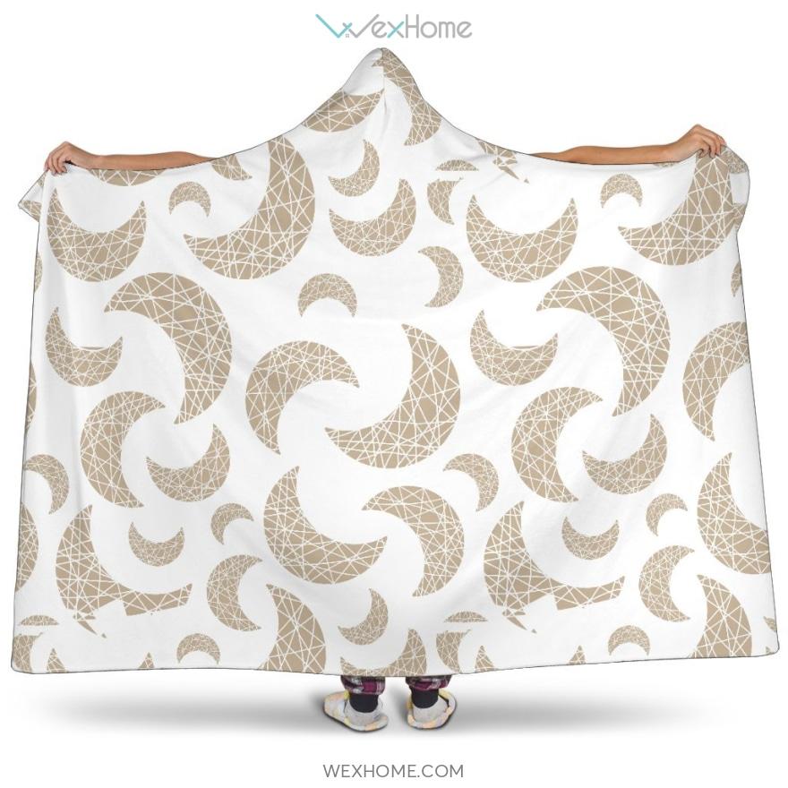 Cool Gold Moon Abstract Pattern Hooded Blanket