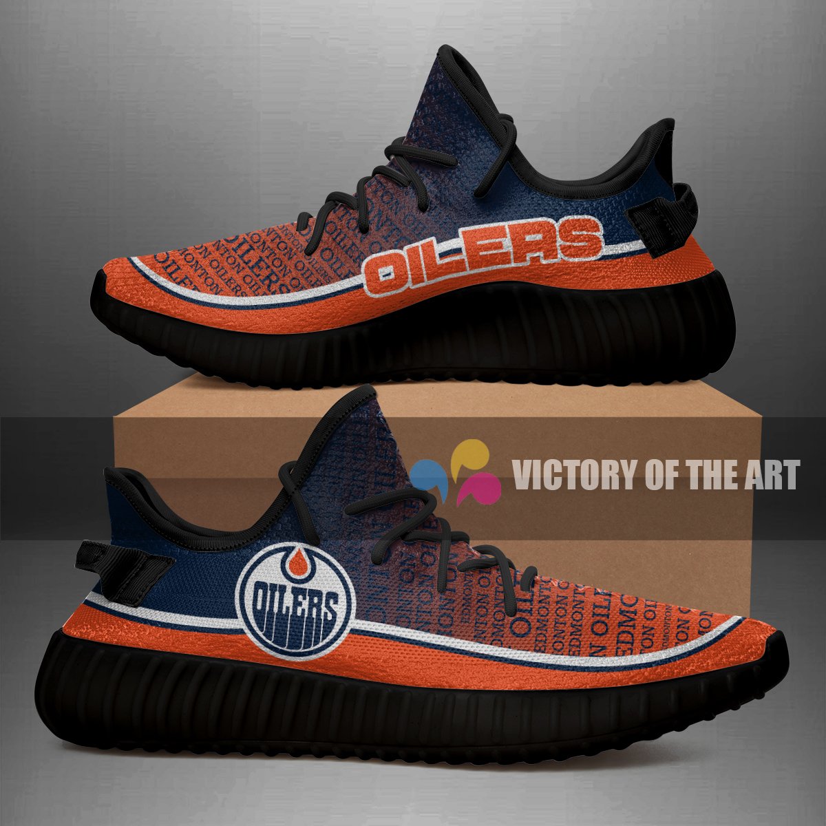 Colorful Line Words Edmonton Oilers Yeezy Shoes