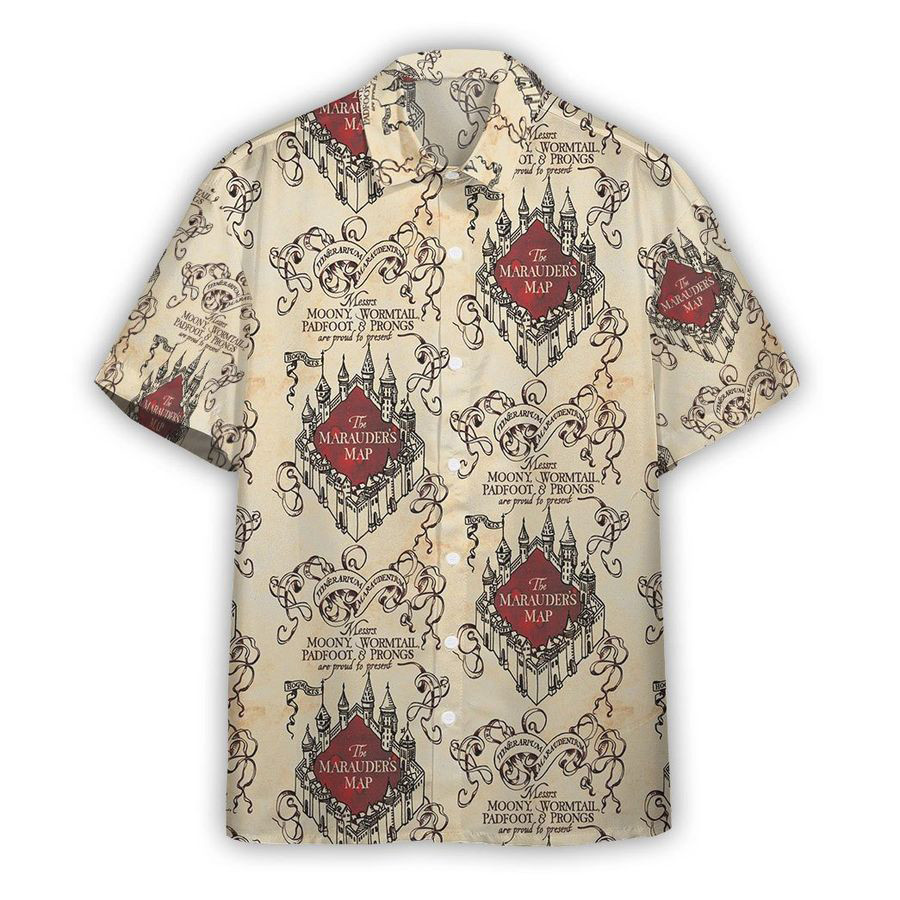 Harry Potter Marauders Map Simplified All Over Print 3D Hawaiian Shirt