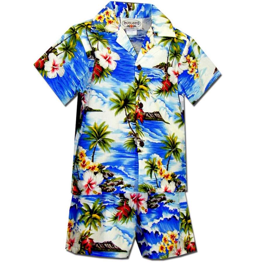 Diamond Head Beach Blue Hawaii Shirt And Shorts Ha4606