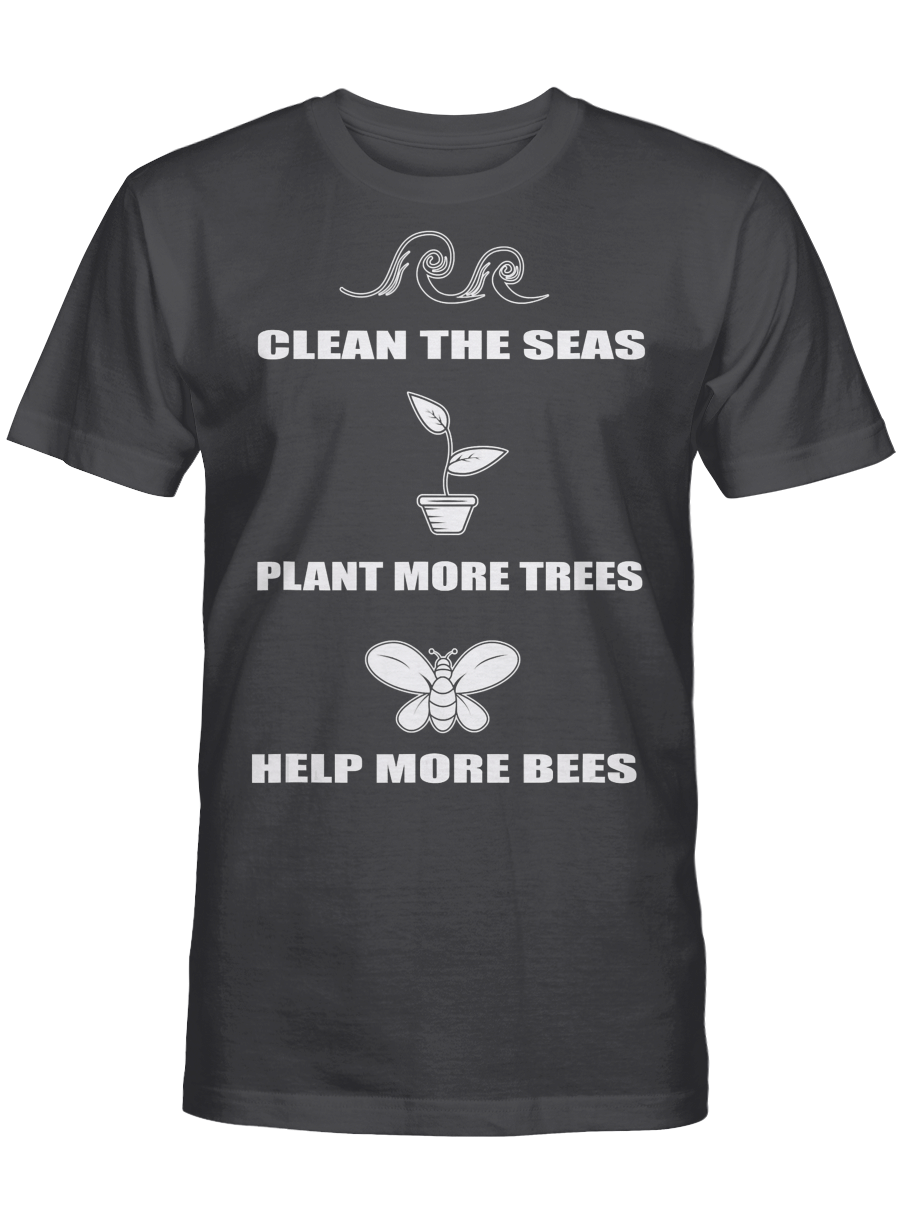 AmazeStyleZ Santa’s Reindeer, Ugly Christmas Sweater, Christmas Gift Ideas, Clean The Seas Plant More Trees Help More Bees T-Shirt T-Shirt