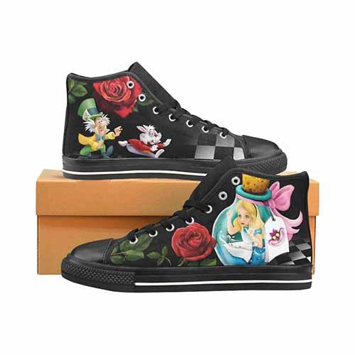 Alice In Wonderland Down The Rabbit Hole Men’S Classic High Top Canvas Shoes