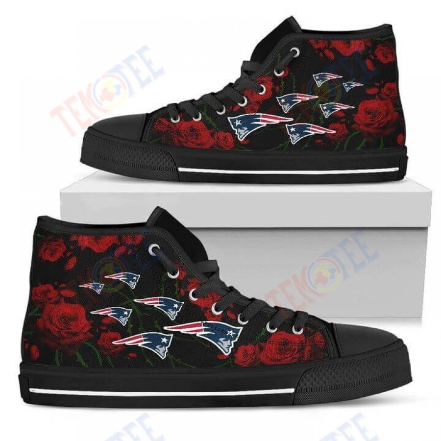 Mens Womens Lovely Rose Thorn Incredible New England Patriots High Top Shoes TMT127