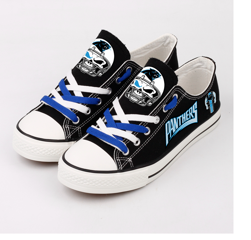 Carolina Panthers Shoes Skull Design Canvas Shoes For Fans