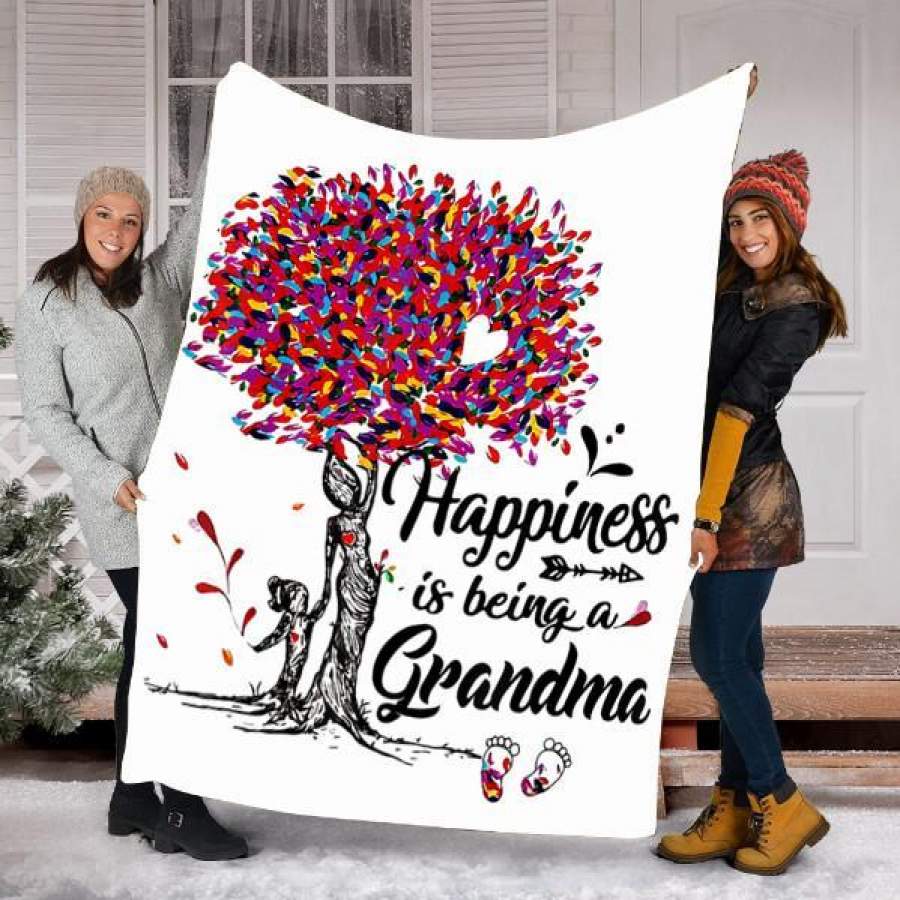 Custom Blanket Happiness Is Being Grandma Life Blanket – Perfect Gift For Grandma – Fleece Blanket