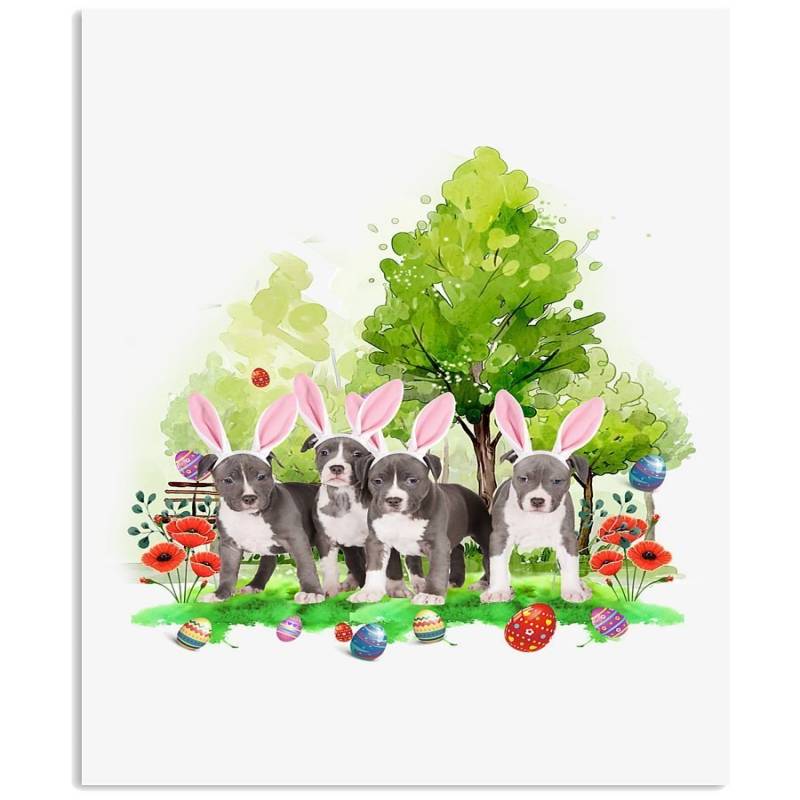 Cute Pitbull Bunny  Custom Design For Dog Lovers Vertical Poster