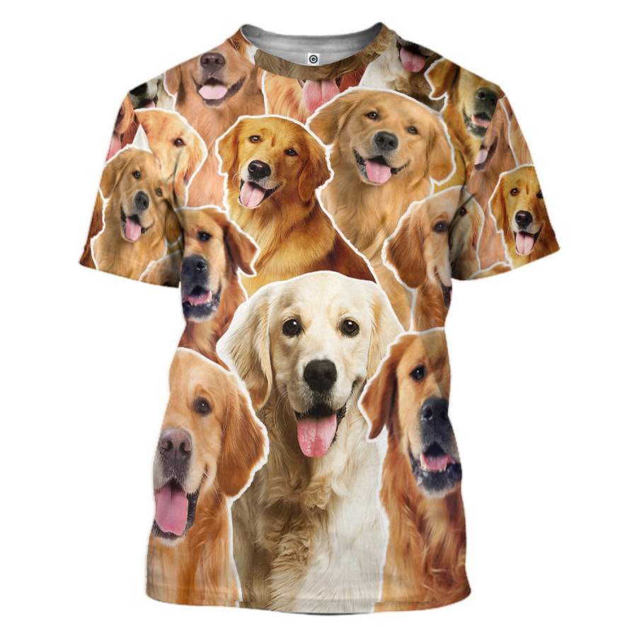 Gearhuman 3D Golden Retriever All Over Custom Tshirt Apparel