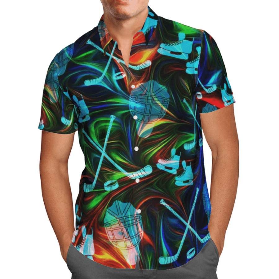 Hockey Full Color Hawaiian Aloha Shirts #v – Fashion Store