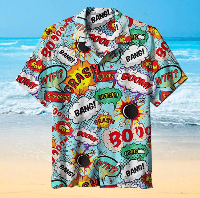 Superhero Bashing Sound Effects Boom For Man And Woman Print Short Sleeve Hawaii Shirt Ha102487