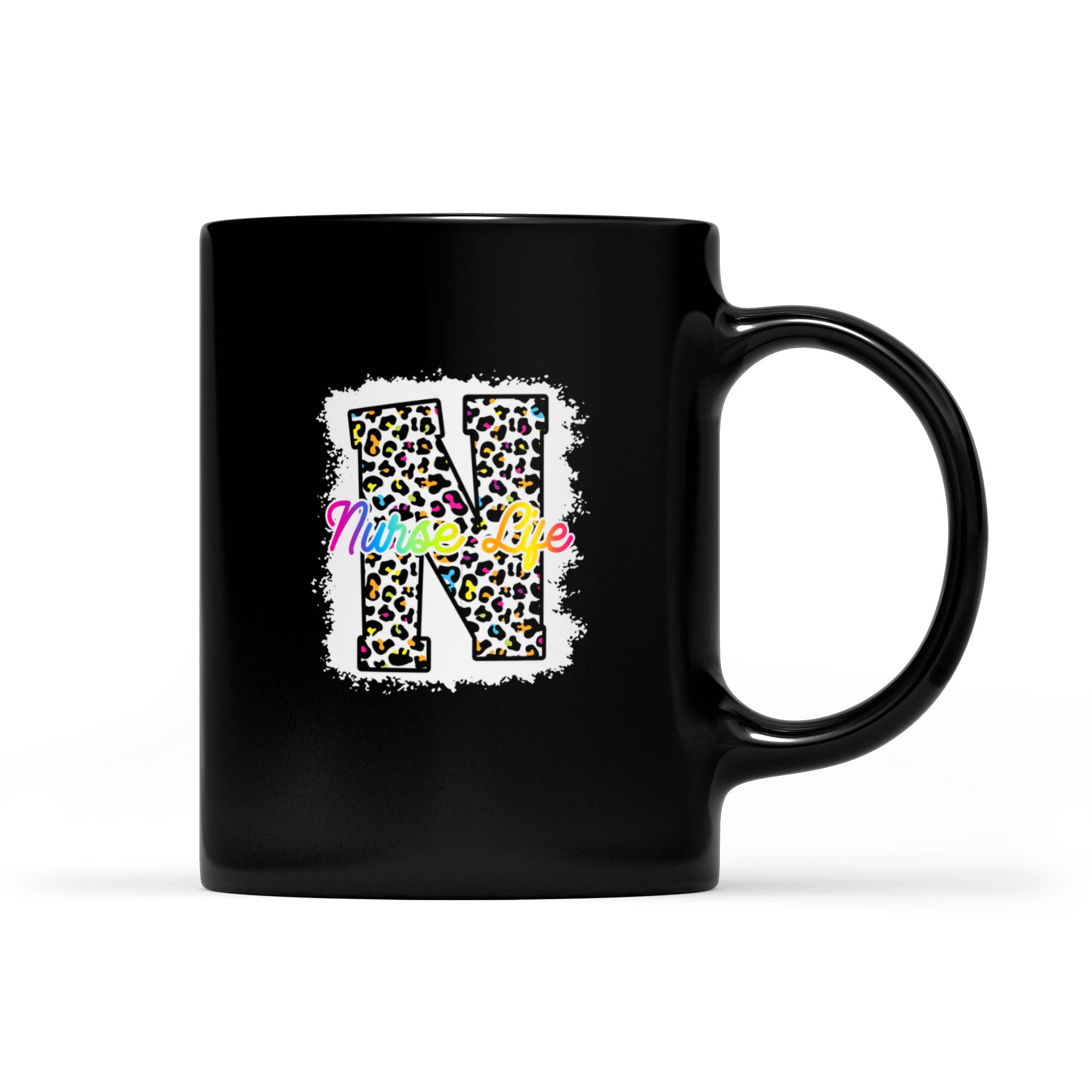 Nurse Life Rn Cna Healthcare Colorful Cheetah Leopard Funny – Black Mug