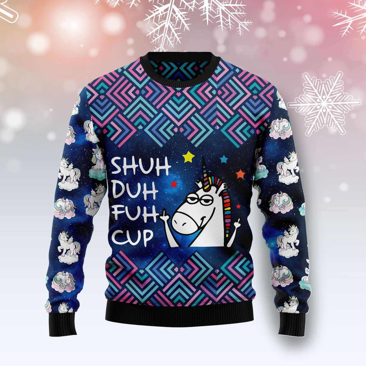 Unicorn Galaxy Cool Ugly Christmas Sweater | For Men & Women | Adult | Us4419