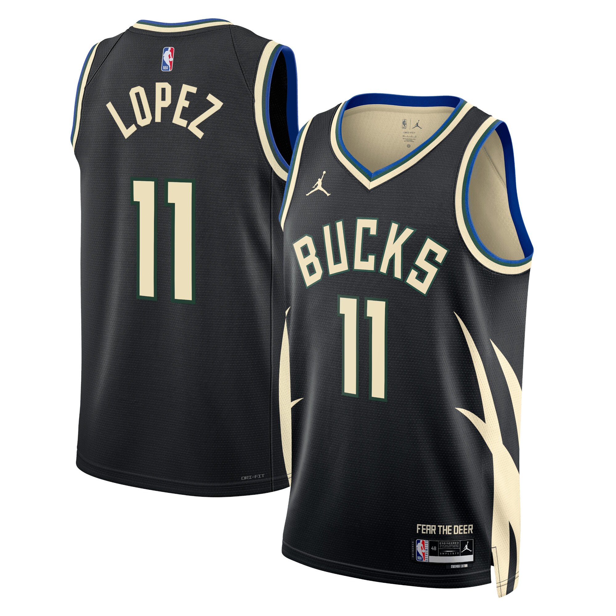 Milwaukee Bucks Jordan Statement Edition Swingman Jersey – Black – Brook Lopez – Unisex