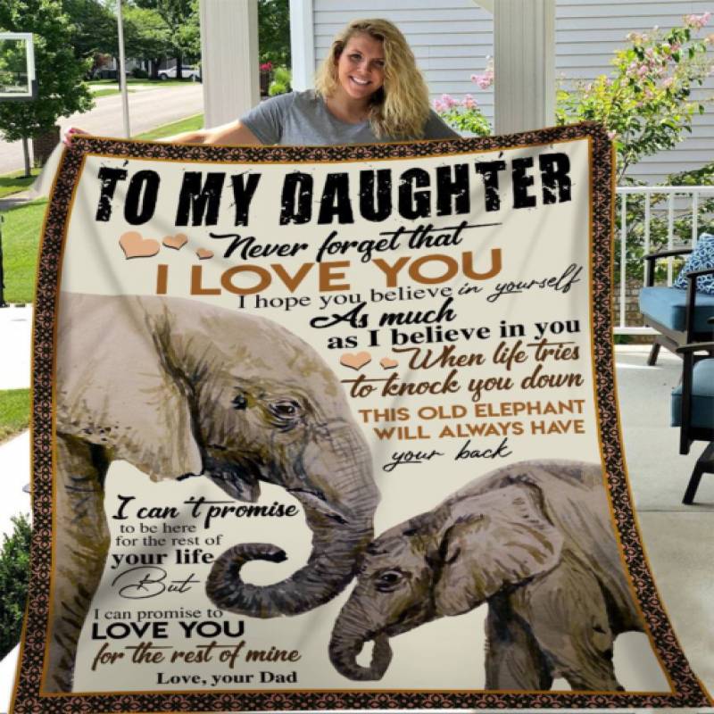 homesweetquilt – Elephant To My Daughter Never Forget That Fleece Blanket, Small, Medium, Large, X-large, hf1408