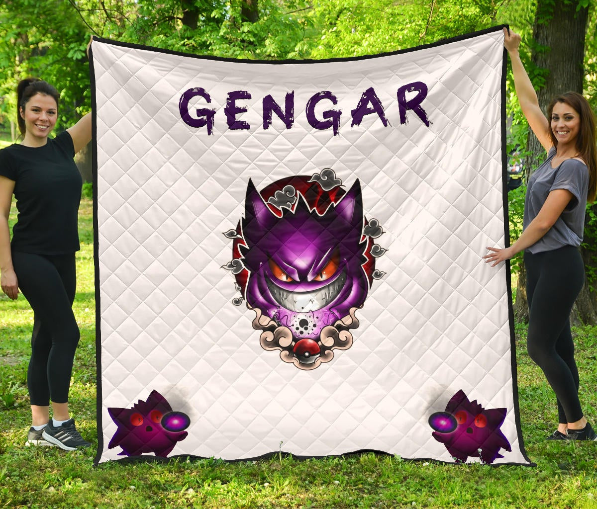 Pokemon Anime Evil Black Gengar Dark Power White Premium Quilt Blanket