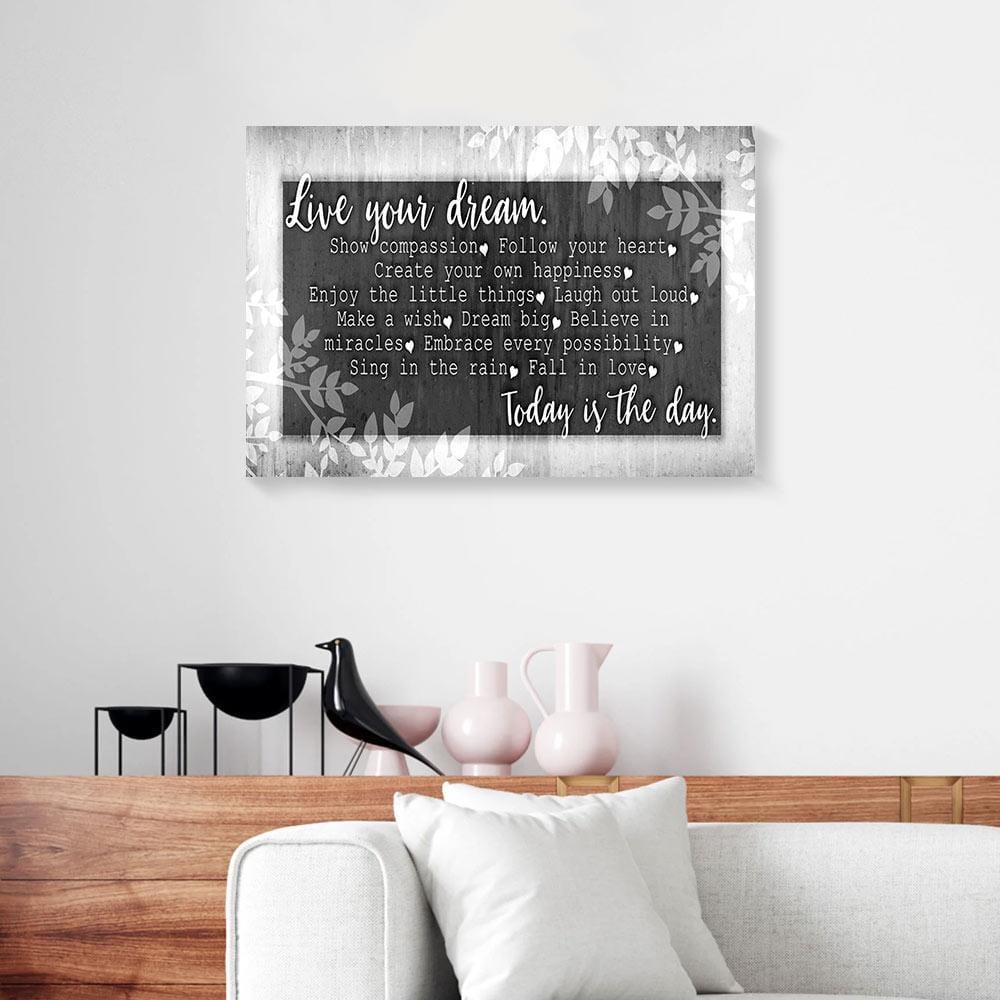 Canvas Prints Live Your Dream Today Is The Day Follow Your Heart Vintage Home Canvas Wall Art Home Decor