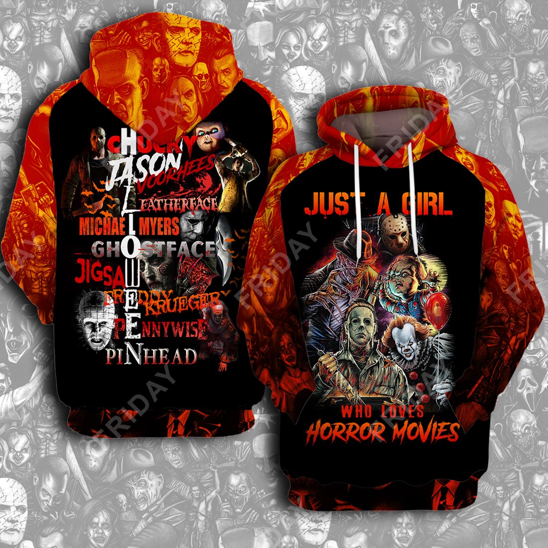 Horror T-Shirt Halloween Just A Girl Who Loves Horror Movies T-Shirt High Quality Horror Hoodie Sweater