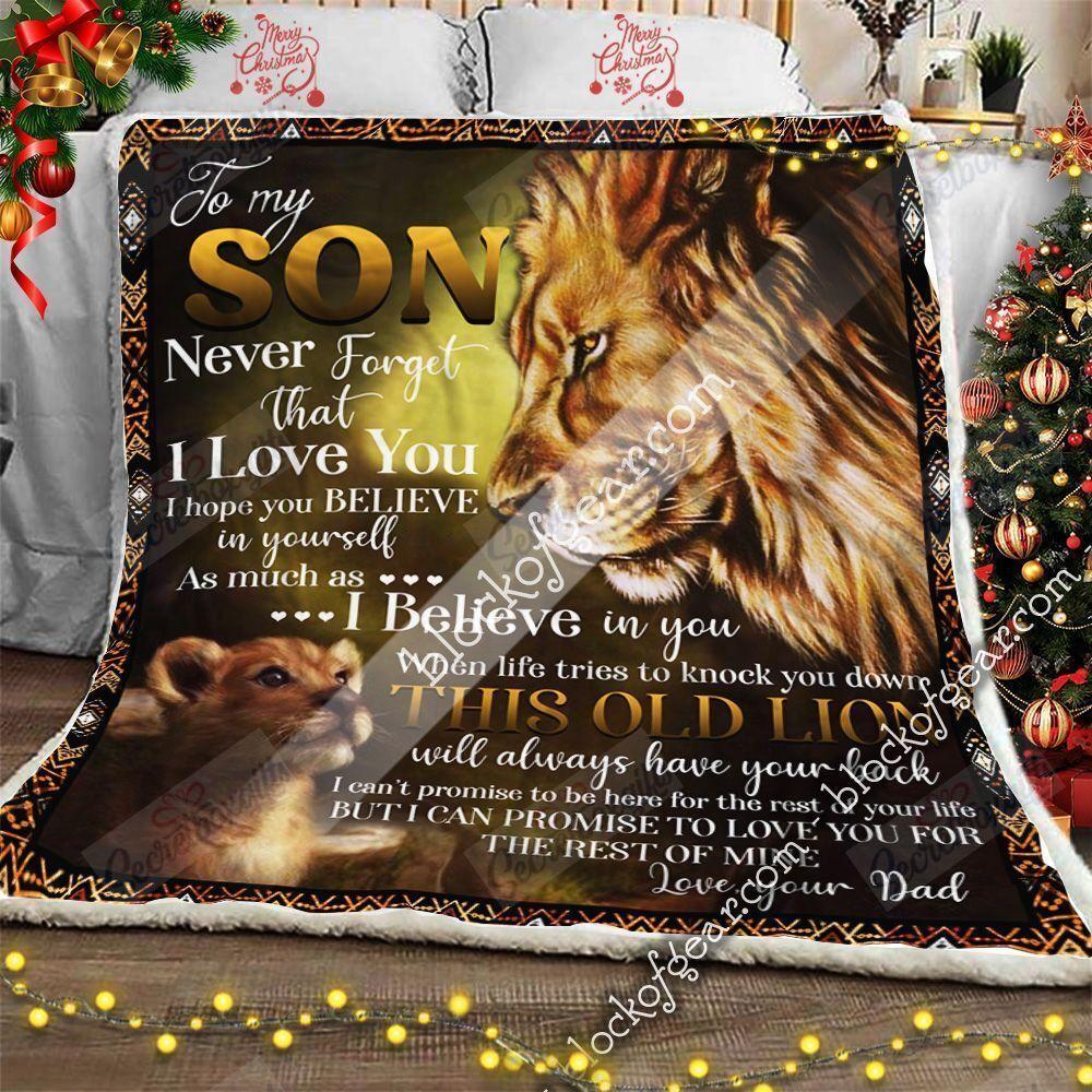 To Son From Dad This Old Lion Will Always Have Your Back Gs-Cl-Ld3112 Fleece Blanket