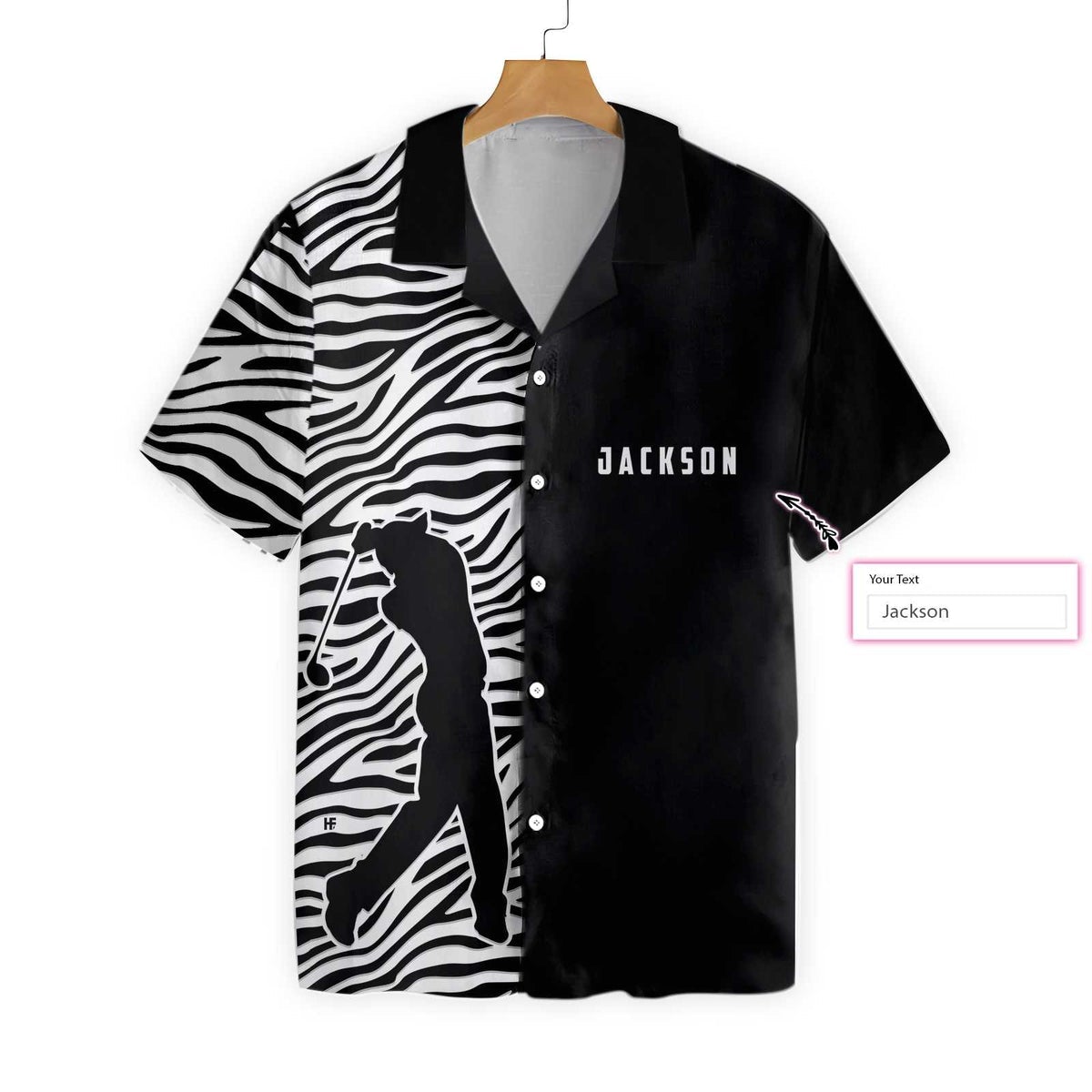 Olfer Zebra Pattern Golf Custom Name Aloha Hawaii Shirts For Men Women Ha49247