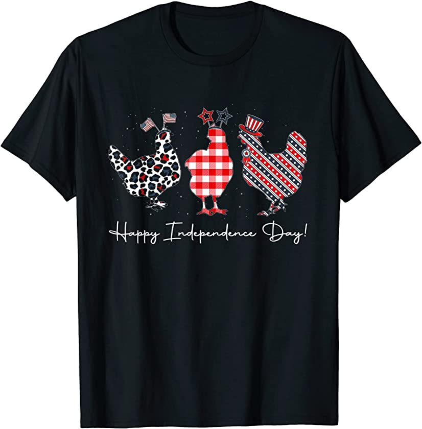 Chicken Independence Day Chicken 4th Of July Leopard Farmer T-Shirt