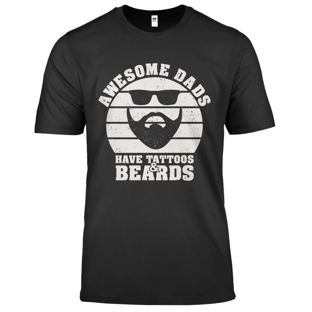 Awesome Dads Have Tattoos And Beards Vintage Father’s Day Premium T Shirts