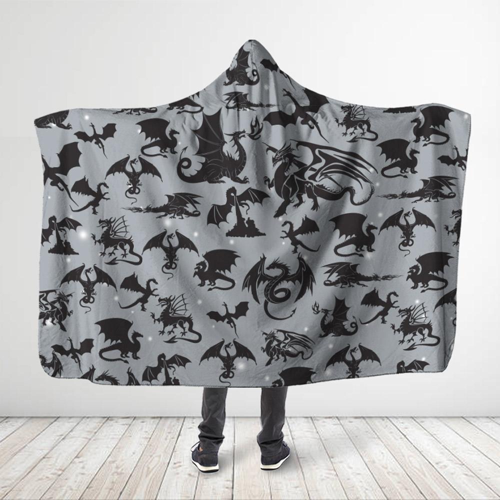 Viticstore™ Dragon In The Snowy Night Size 3XL 3D All Over Print Hooded Blanket