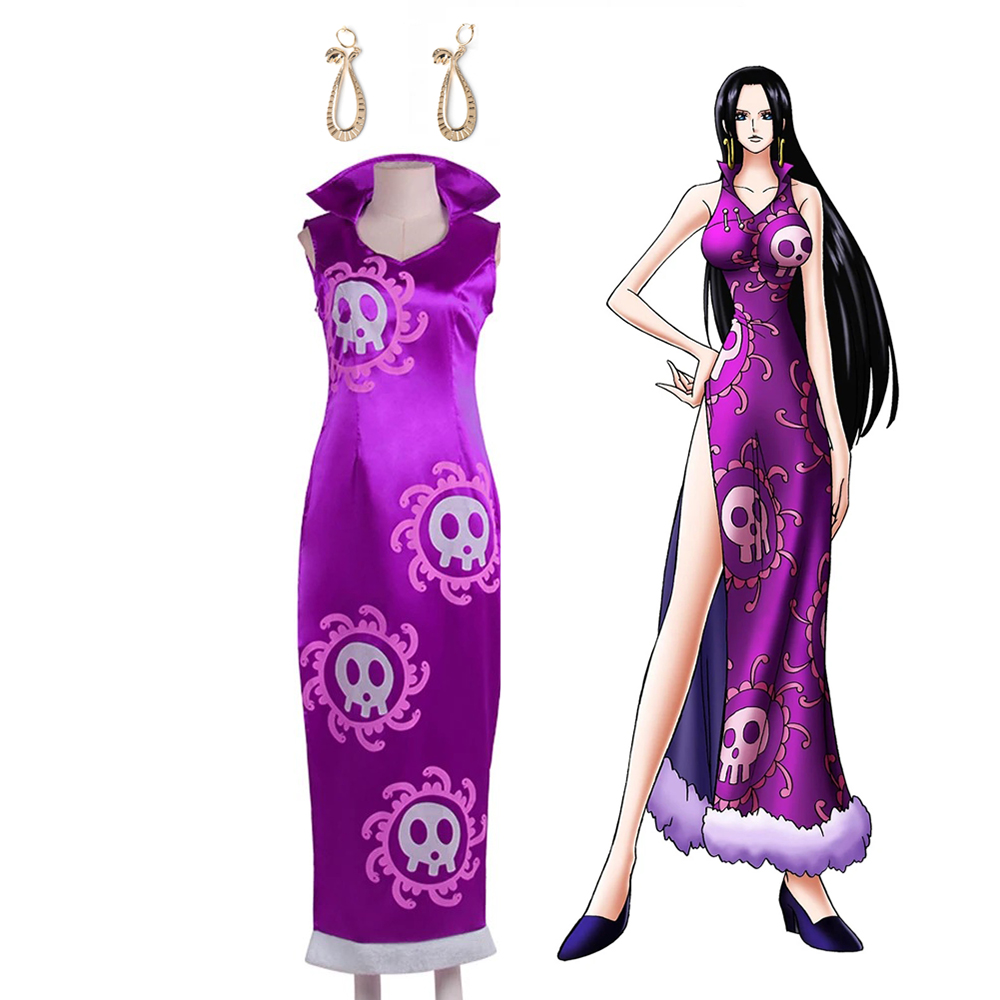 Anime ONE PIECE Boa Hancock Cosplay Costumes Purple Dress Women Girl Halloween Christmas parties Fancy suit alx