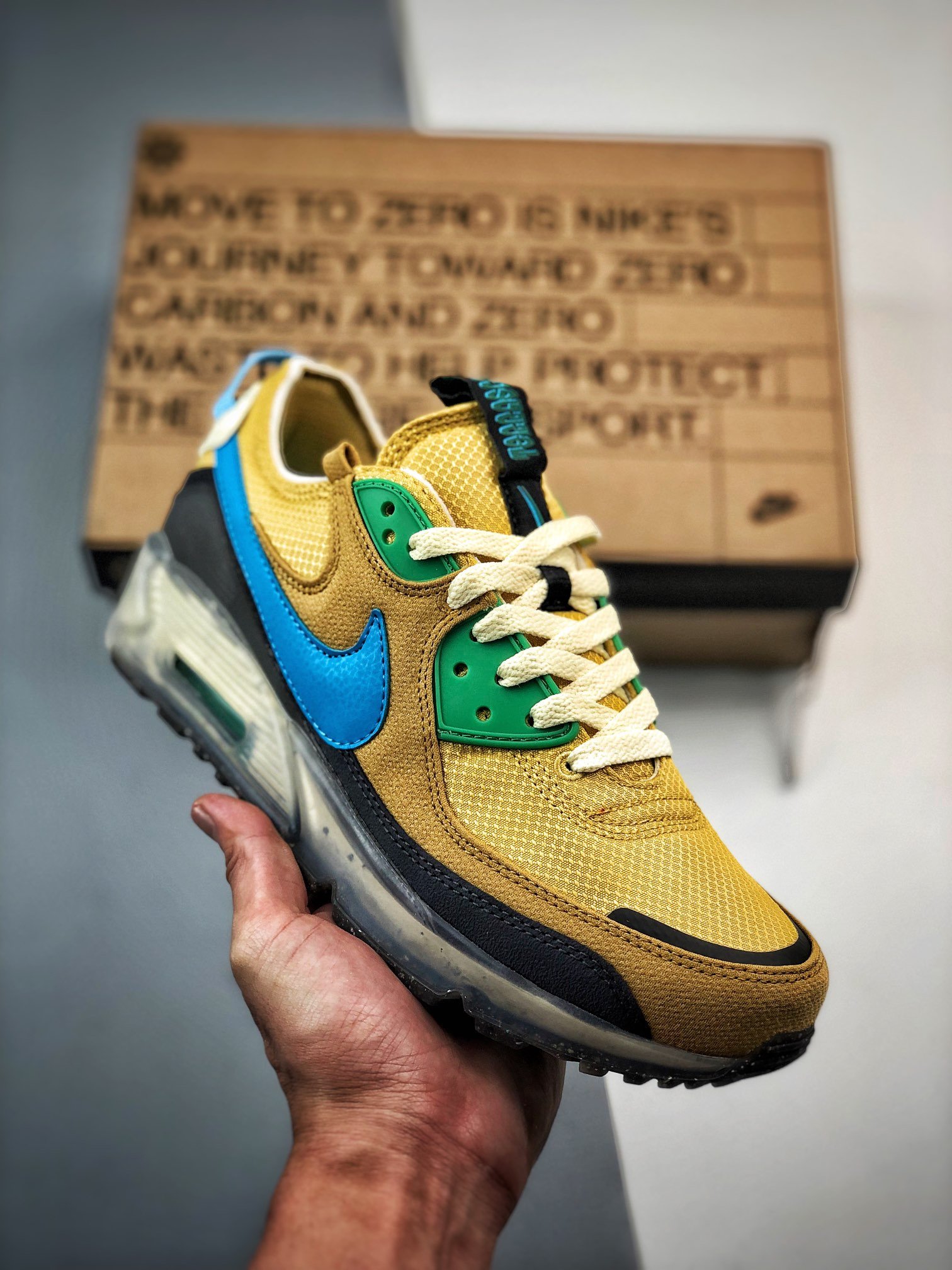 Nike Air Max 90 Terrascape Wheat GoldBlue Lightning DQ3987-700 5339685