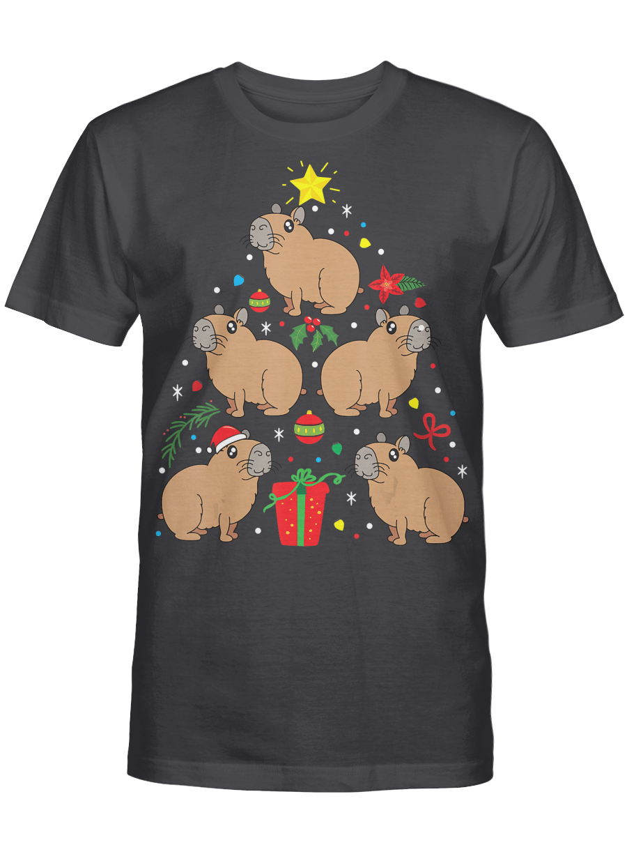 AmazeStyleZ Santa’s Reindeer, Ugly Christmas Sweater, Christmas Gift Ideas, Capybara Christmas Ornament Tree Funny Dad Mom Gift T-Shirt