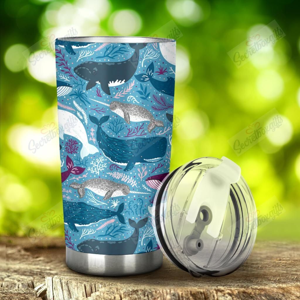 Personalized Whale Design Pattern Nc1111734Cl Stainless Steel Tumbler Customize Name, Text, Number