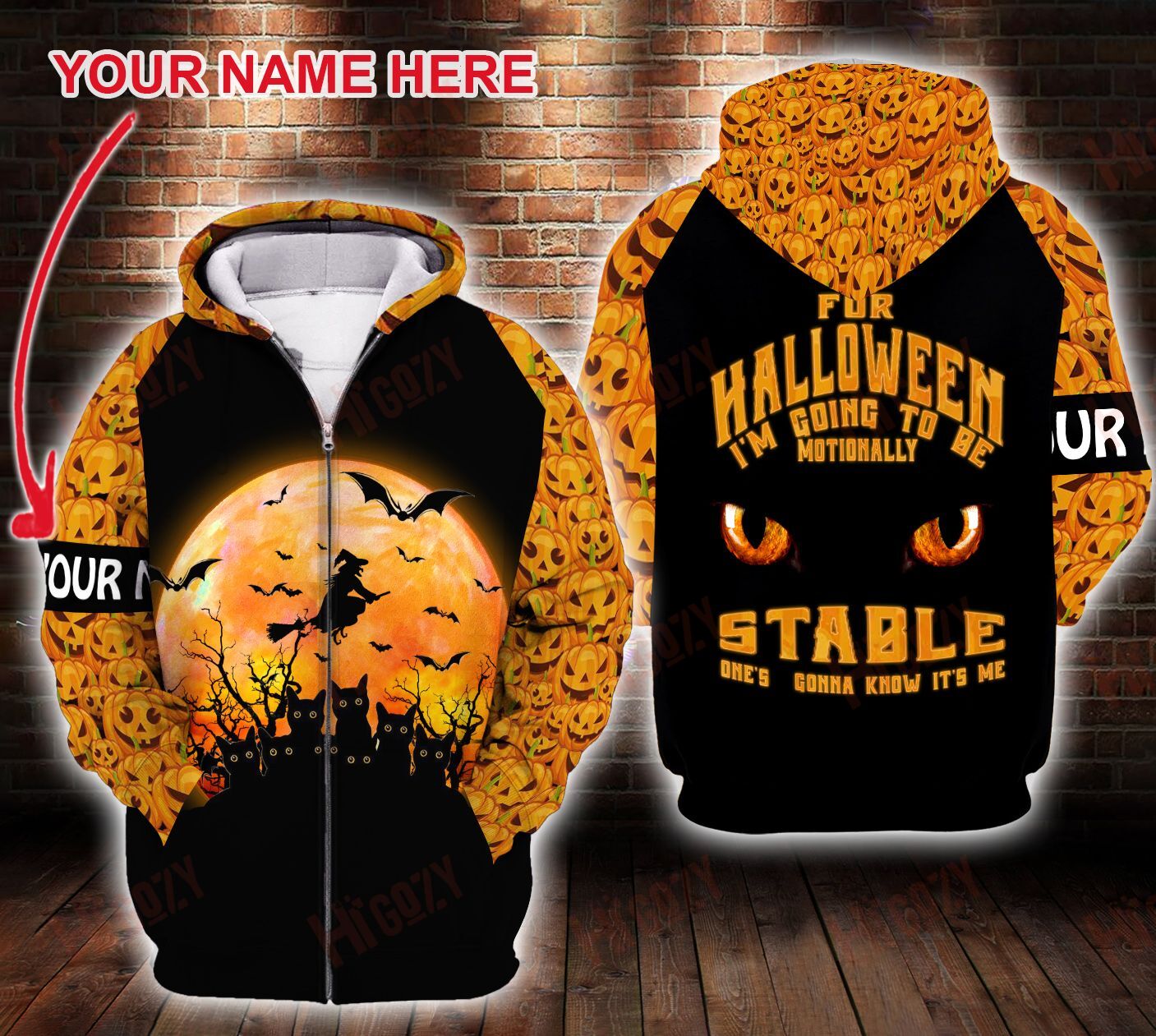 Black Cats Halloween Orange Hoodies Apparel Hoddies Comfy Hoodie, Cool Hoodies For Men