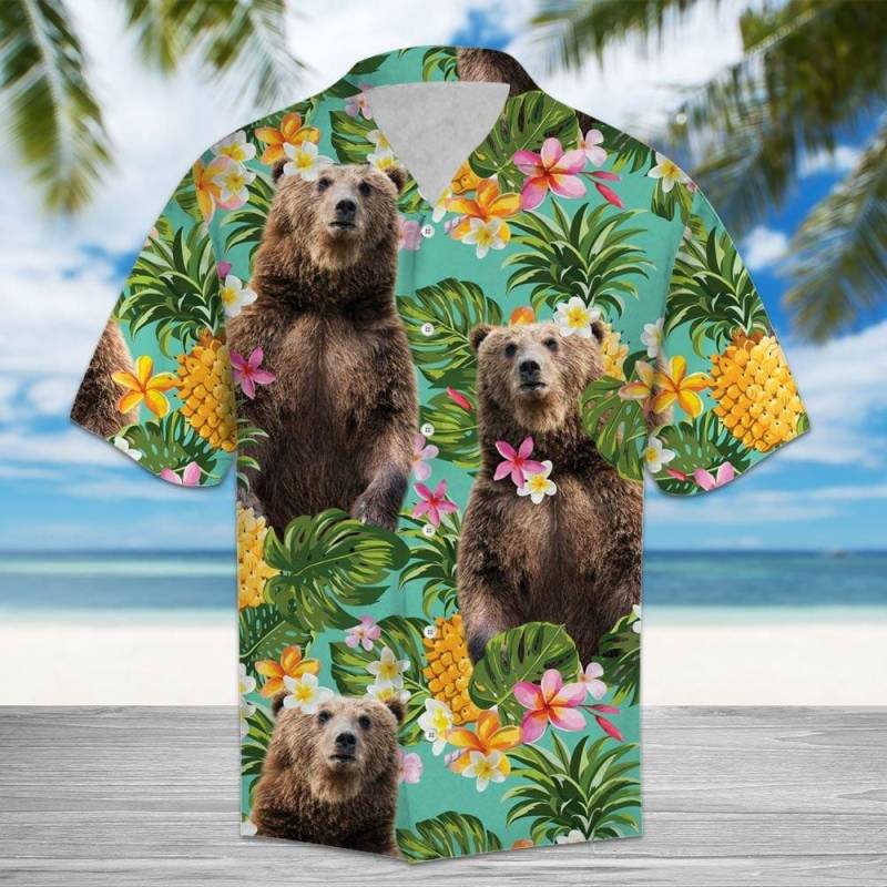 Artsyhomes Tropical Pineapple Bear Hawaiian Ha95050