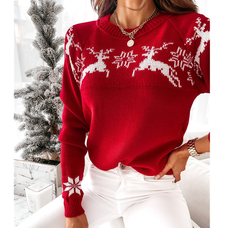 Women’s Christmas Sweaters Jumper Pullover Top Women Ugly Sweater Ladies Long Sleeve Top Green Jerseys Female Autumn Winter alx